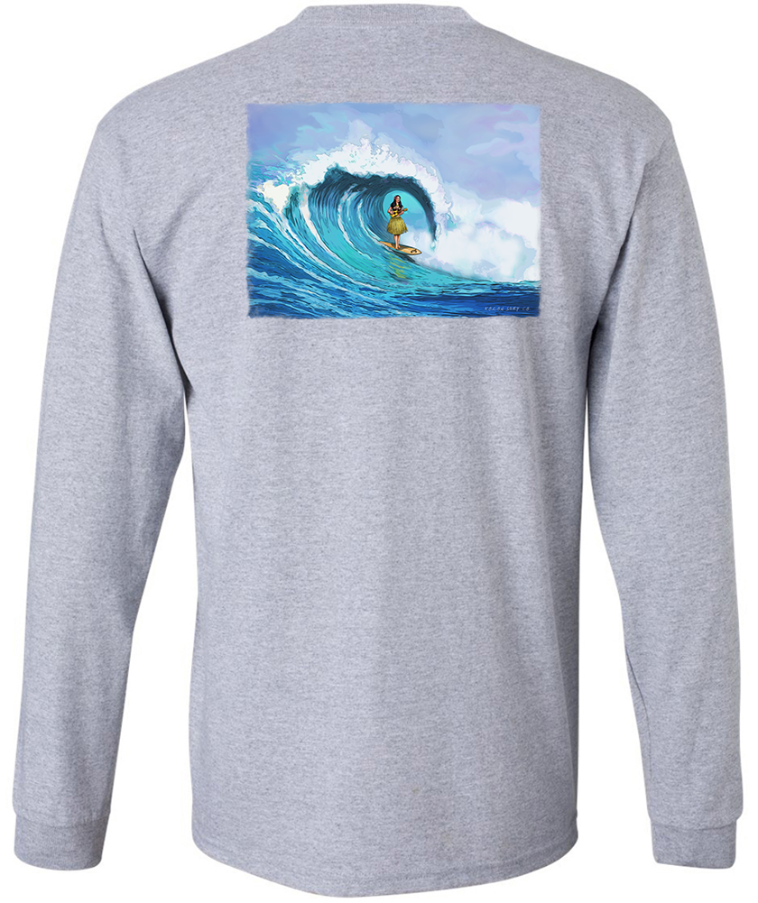 Koloa Hula Barrel Long Sleeve T-Shirt- Athletic Heather