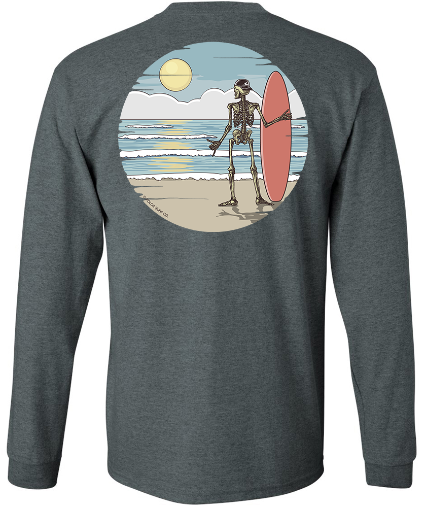 Koloa Shaka Skeleton Long Sleeve- Dark Heather