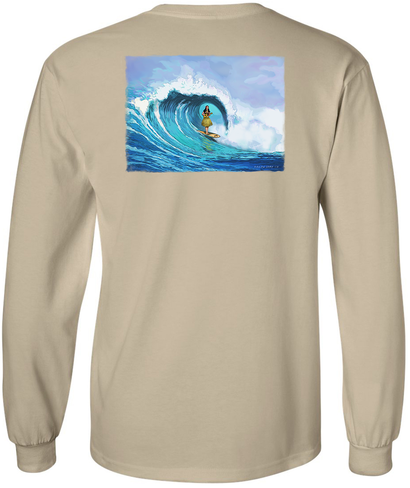 Koloa Hula Barrel Long Sleeve T-Shirt- Sand