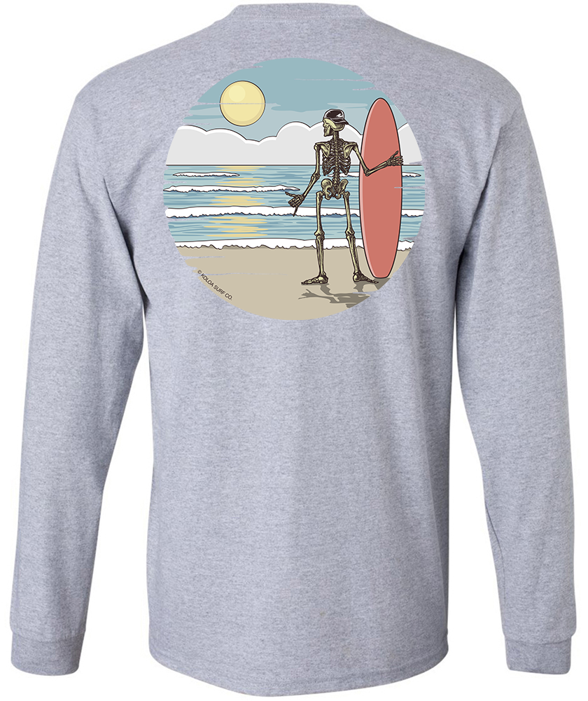 Koloa Shaka Skeleton Long Sleeve- Athletic Heather