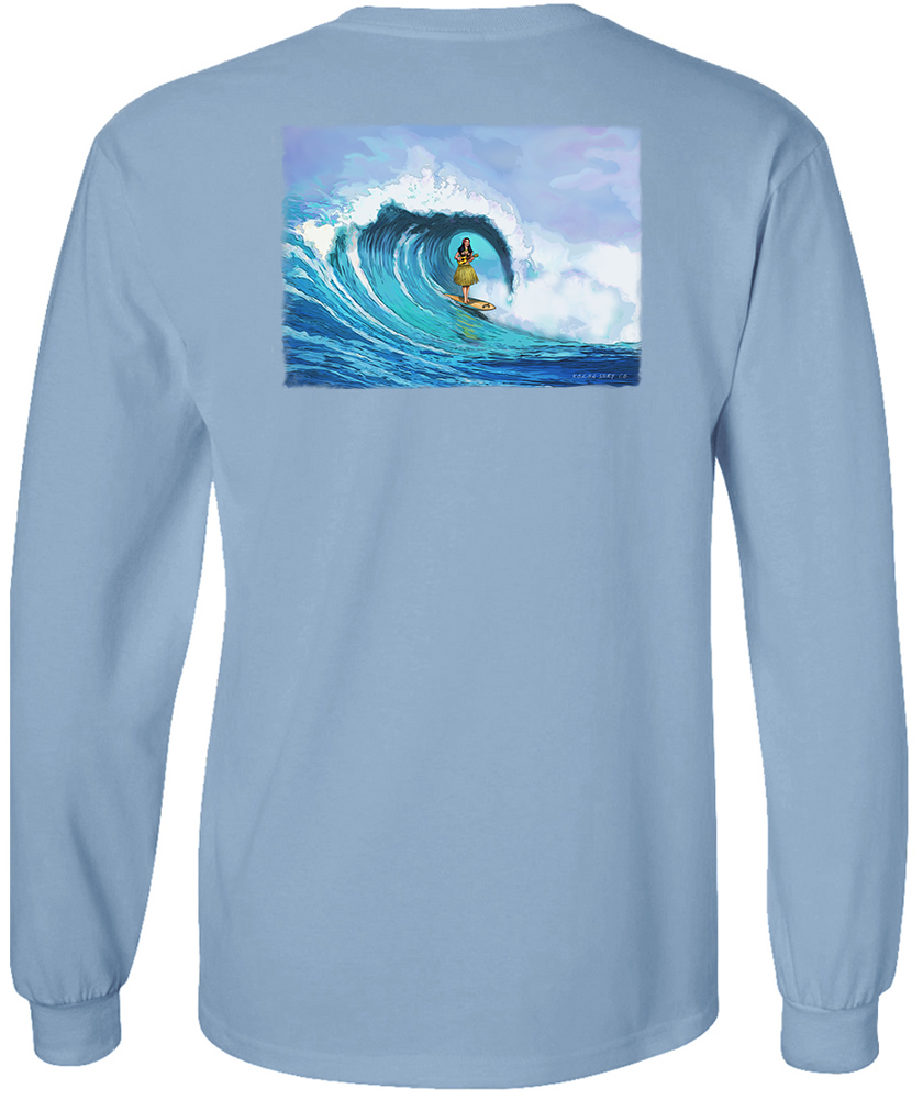 Koloa Hula Barrel Long Sleeve T-Shirt- Stonewashed Blue