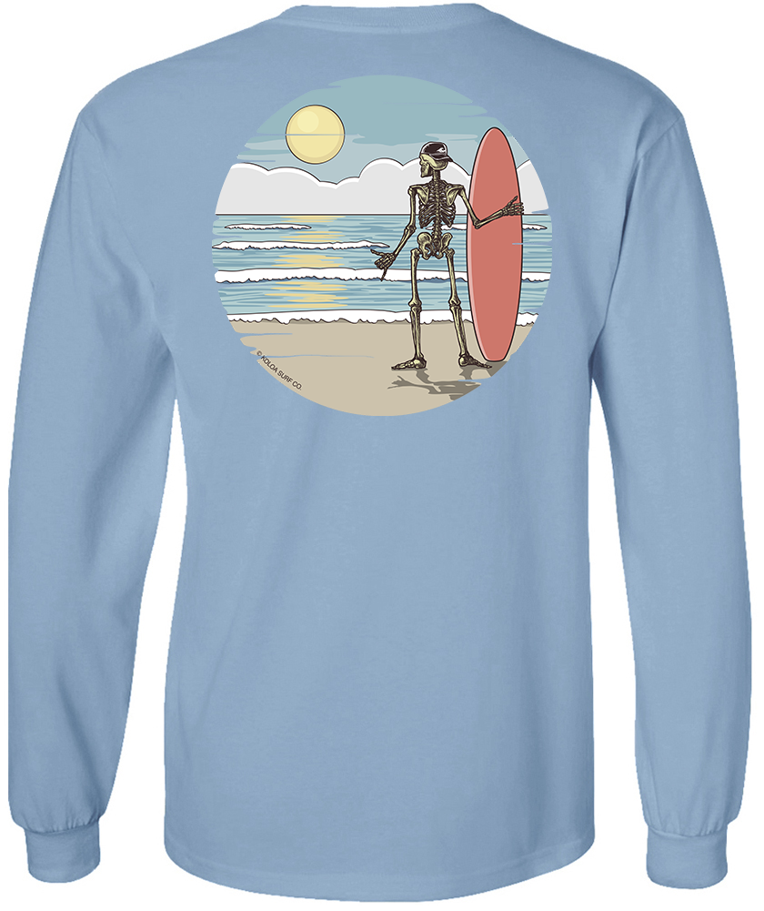 Koloa Shaka Skeleton Long Sleeve- Stonewashed Blue