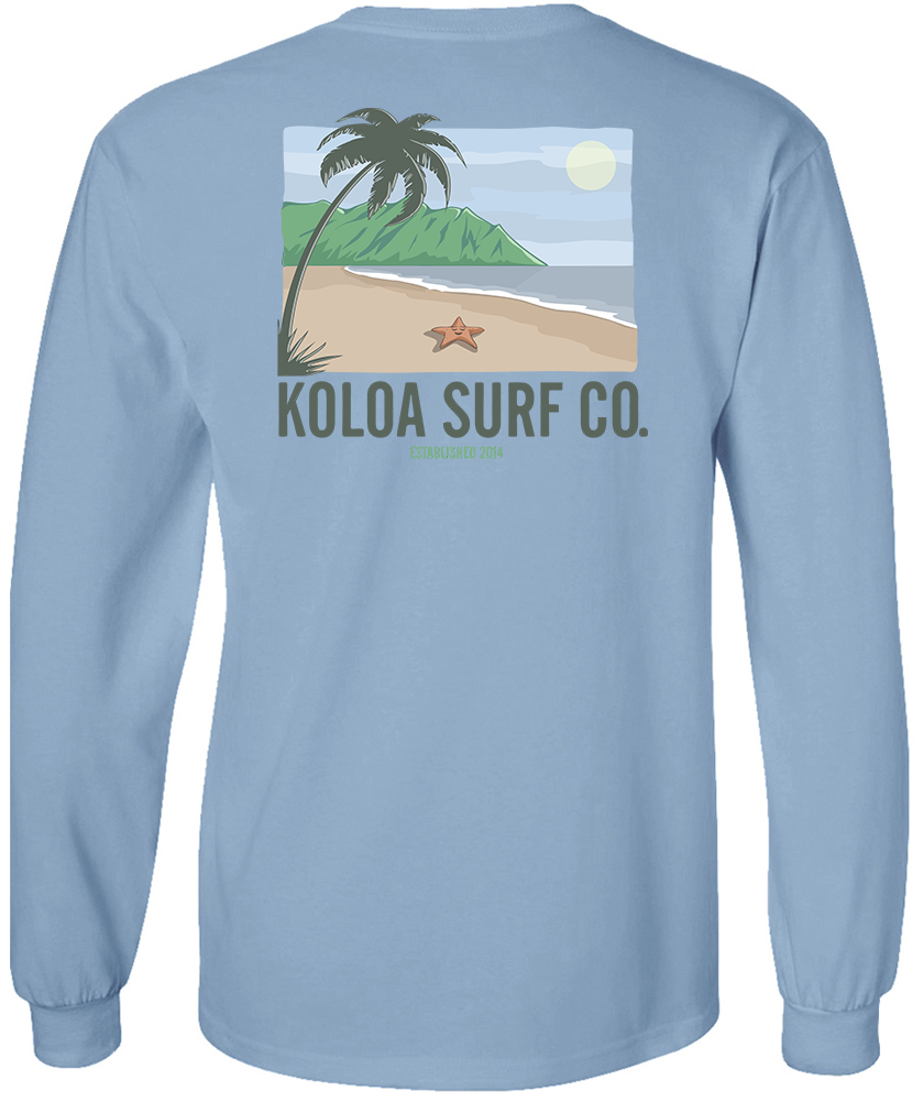 Koloa Starfish Long Sleeve T-Shirt- Stonewashed Blue