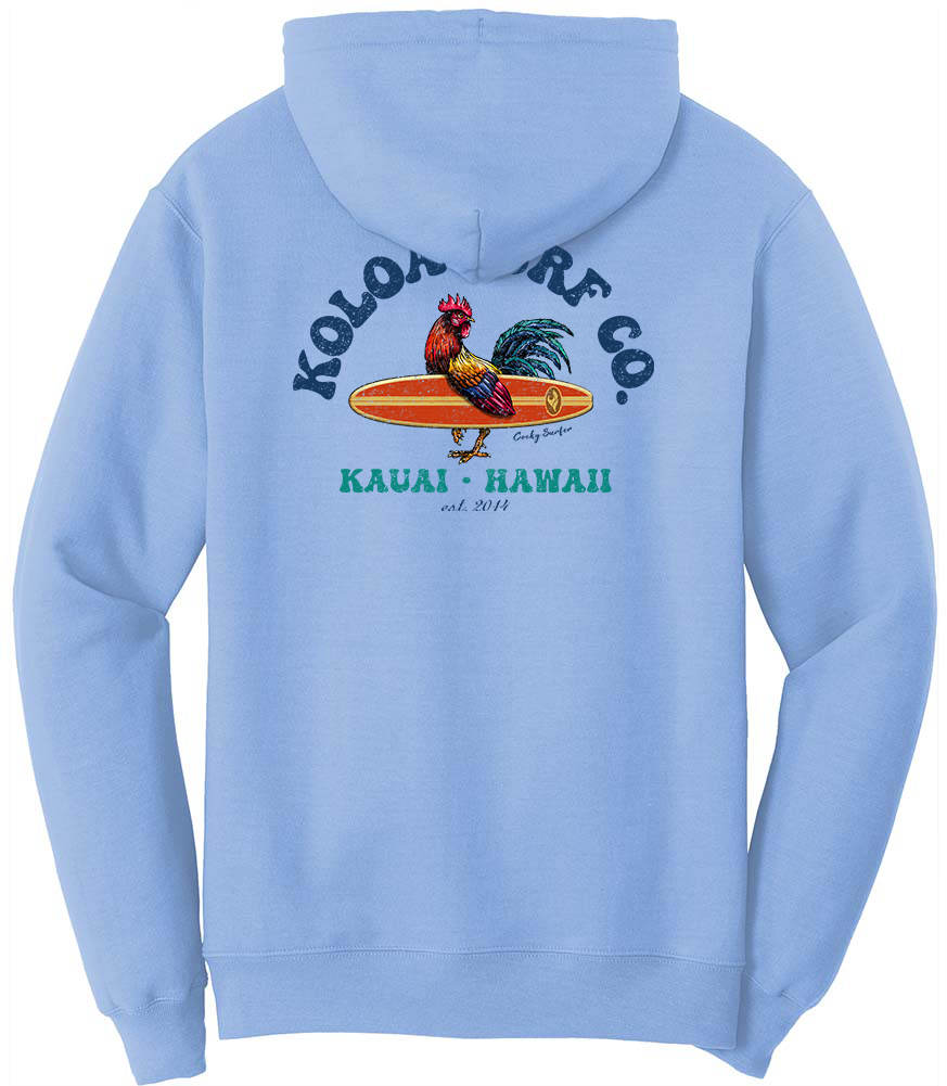 Koloa Cocky Surfer Hoodie- Light Blue