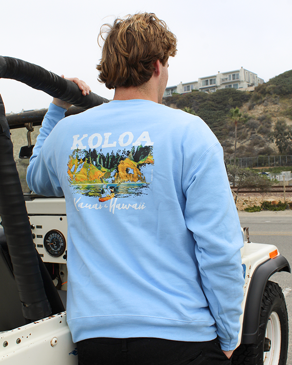 Koloa Kauai Coastline Sweatshirt - Light Blue