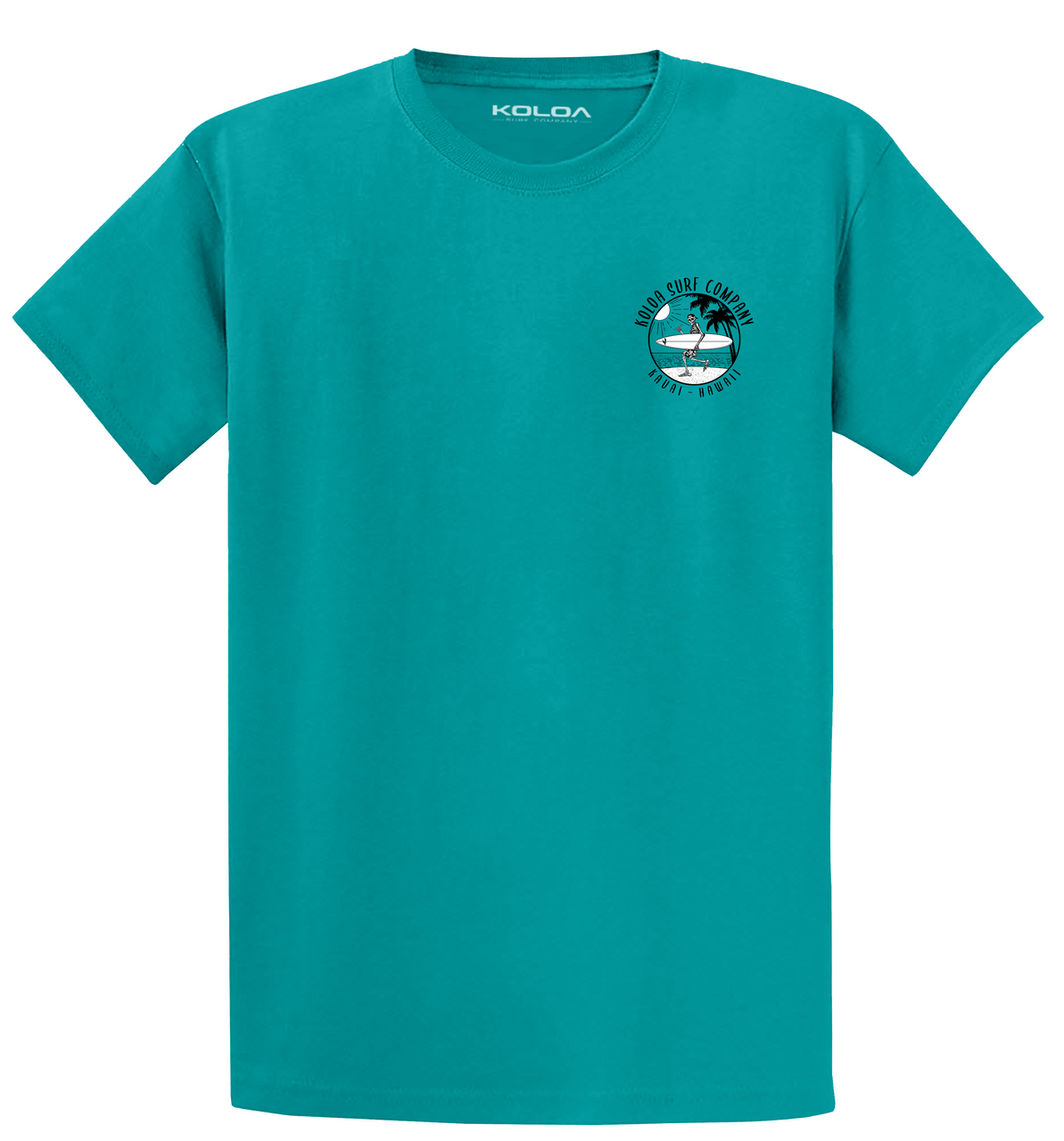 Koloa Skeleton Gone Surfin Lightweight T-Shirt - Bright Aqua