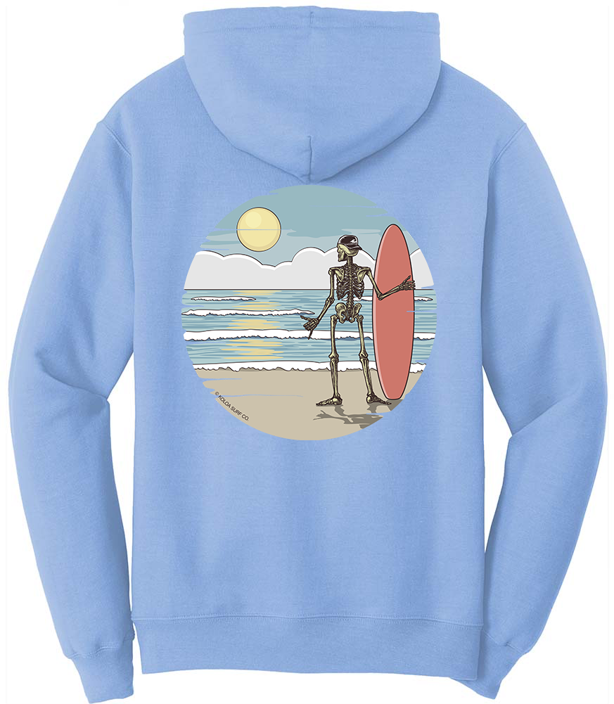 Koloa Shaka Skeleton Hoodie- Light Blue