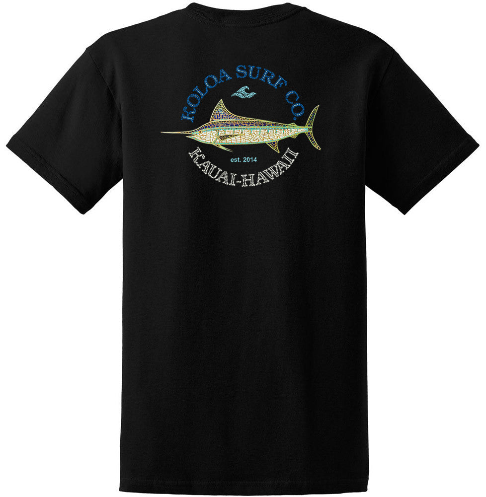 Koloa Mosaic Fish Heavyweight T-Shirt- Black