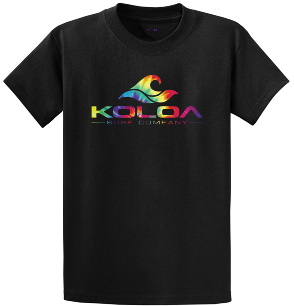 Koloa Surf Co. Rainbow Wave Logo Black T-Shirts in Regluar, Big & Tall