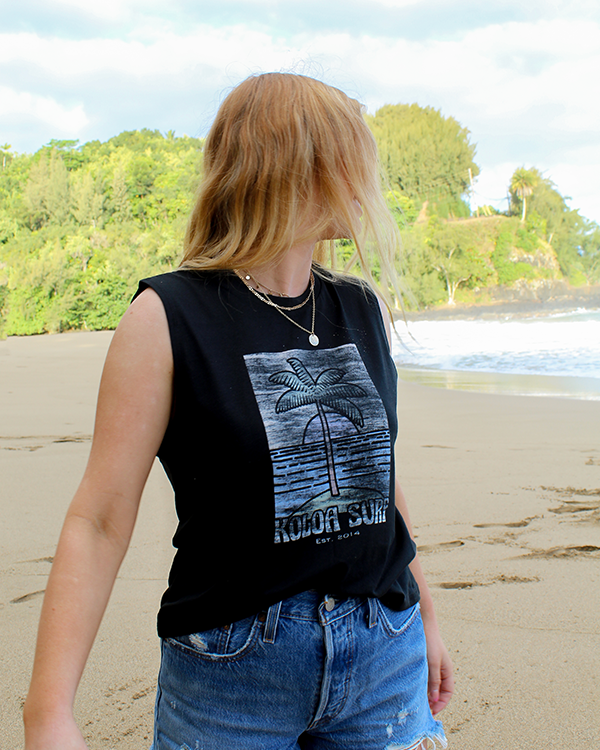 Koloa Boho Palm Crop Muscle Tank - 