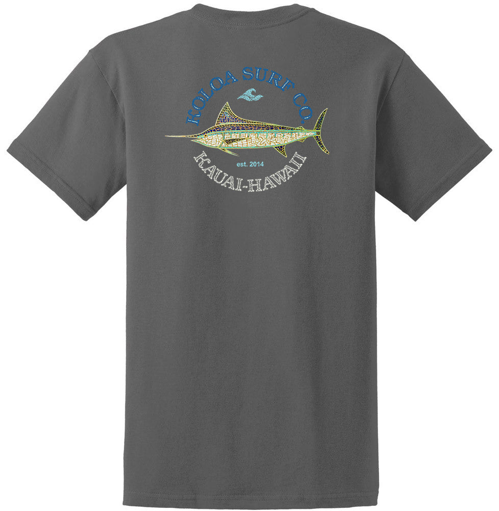 Koloa Mosaic Fish Heavyweight T-Shirt- Charcoal