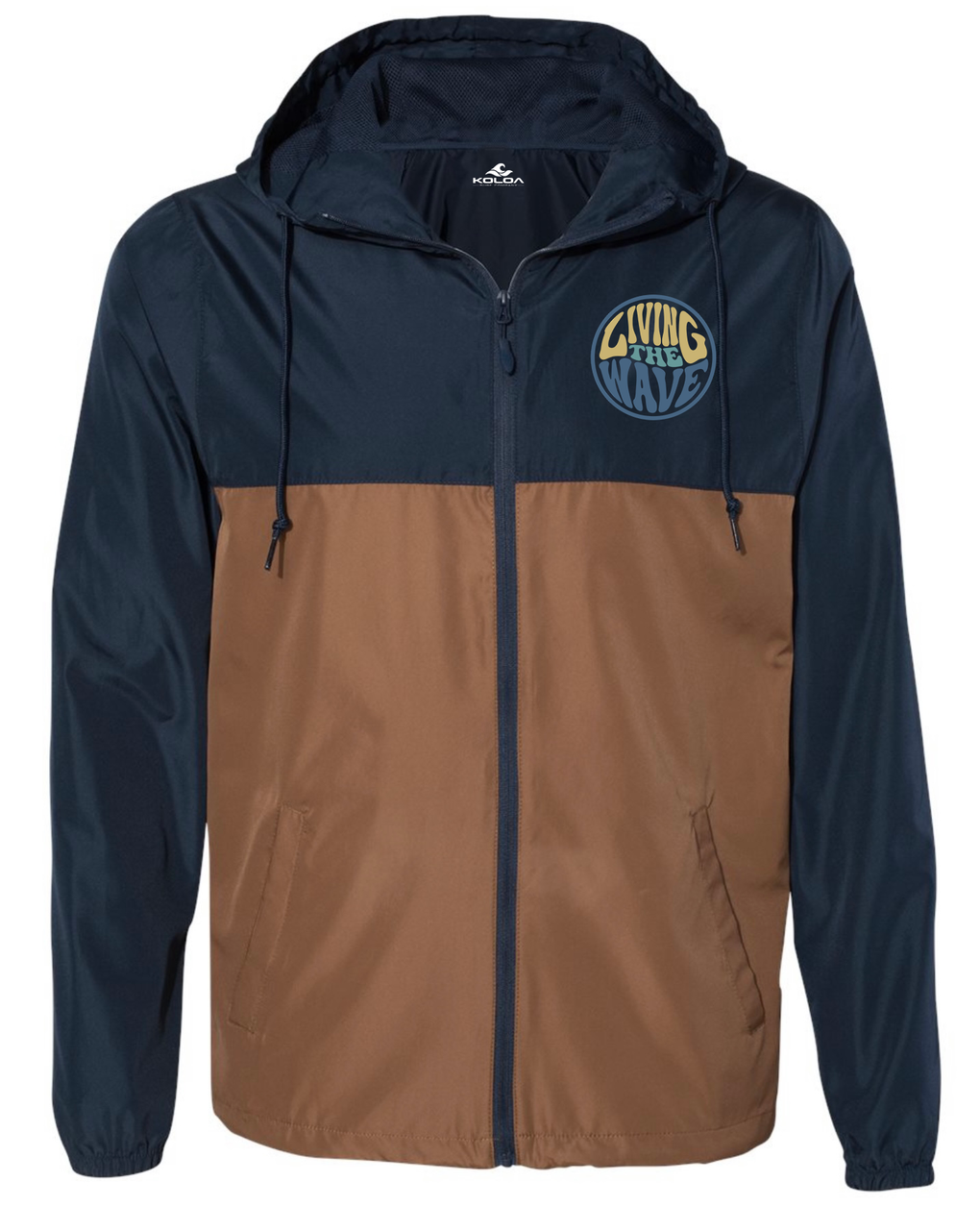 Koloa Anahola Water Resistant Windbreaker - Classic Navy / Saddle