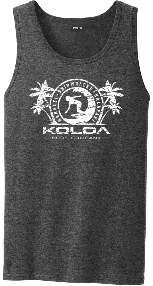 Koloa Surfer Girl Mens Tank Top - Dark Heather/White