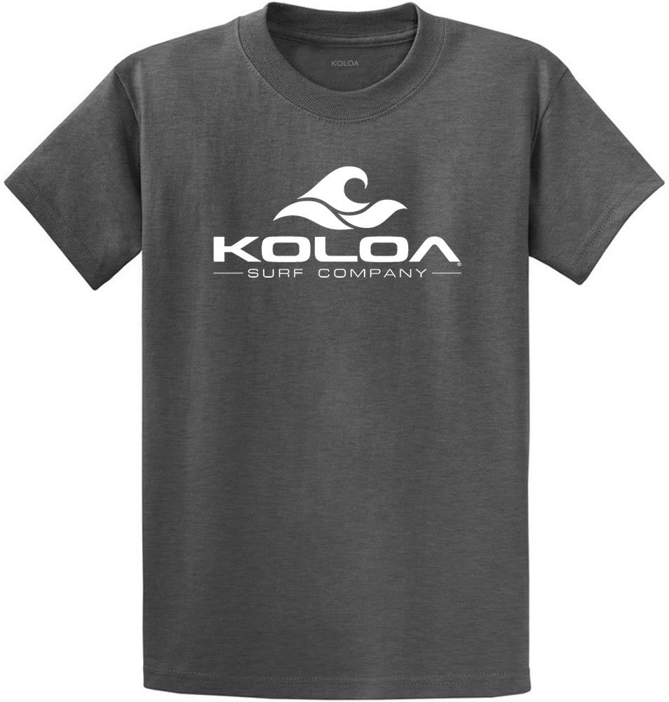 Koloa Wave 50/50 T-Shirts - Dark Heather Grey/White logo