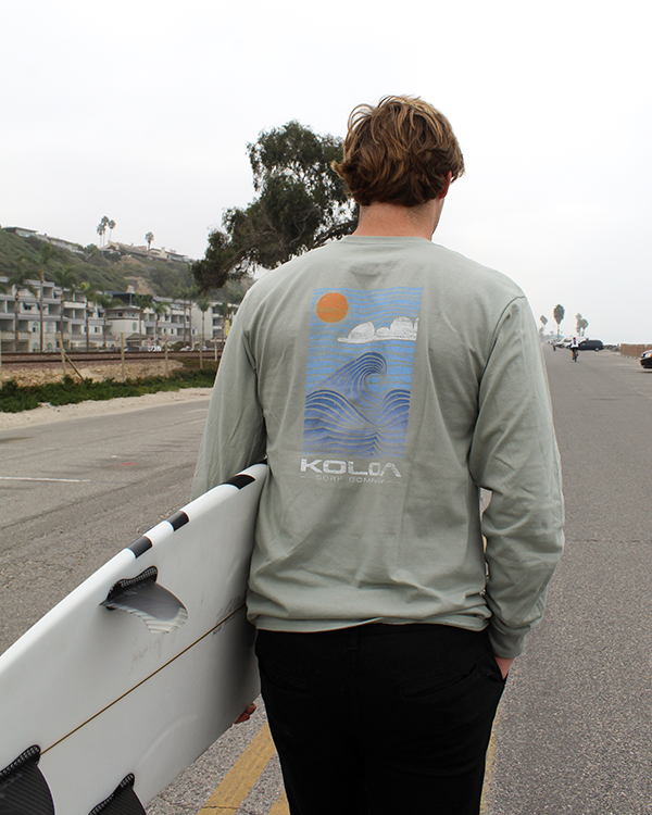 Koloa Big Wave Long Sleeve T-Shirt - Stonewashed Green