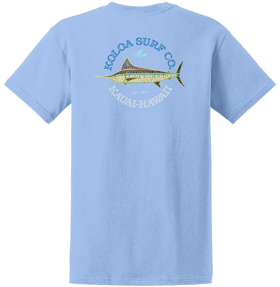 Koloa Mosaic Fish Heavyweight T-Shirt- Light Blue