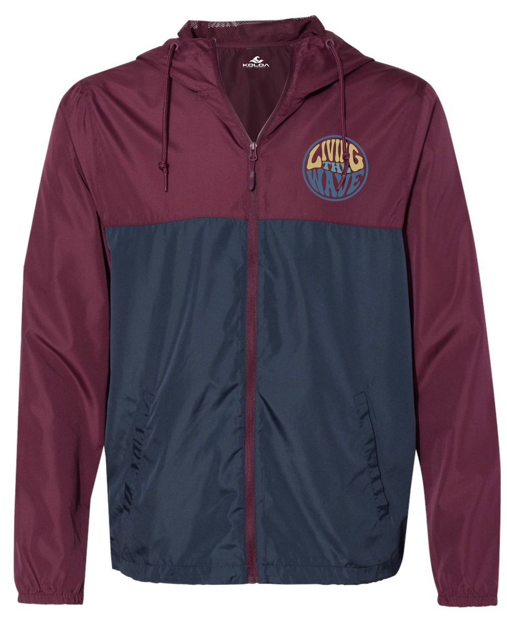 Koloa Anahola Water Resistant Windbreaker - Maroon / Classic Navy