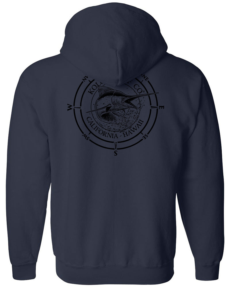 Koloa Black Marlin Tall Zip Hoodie