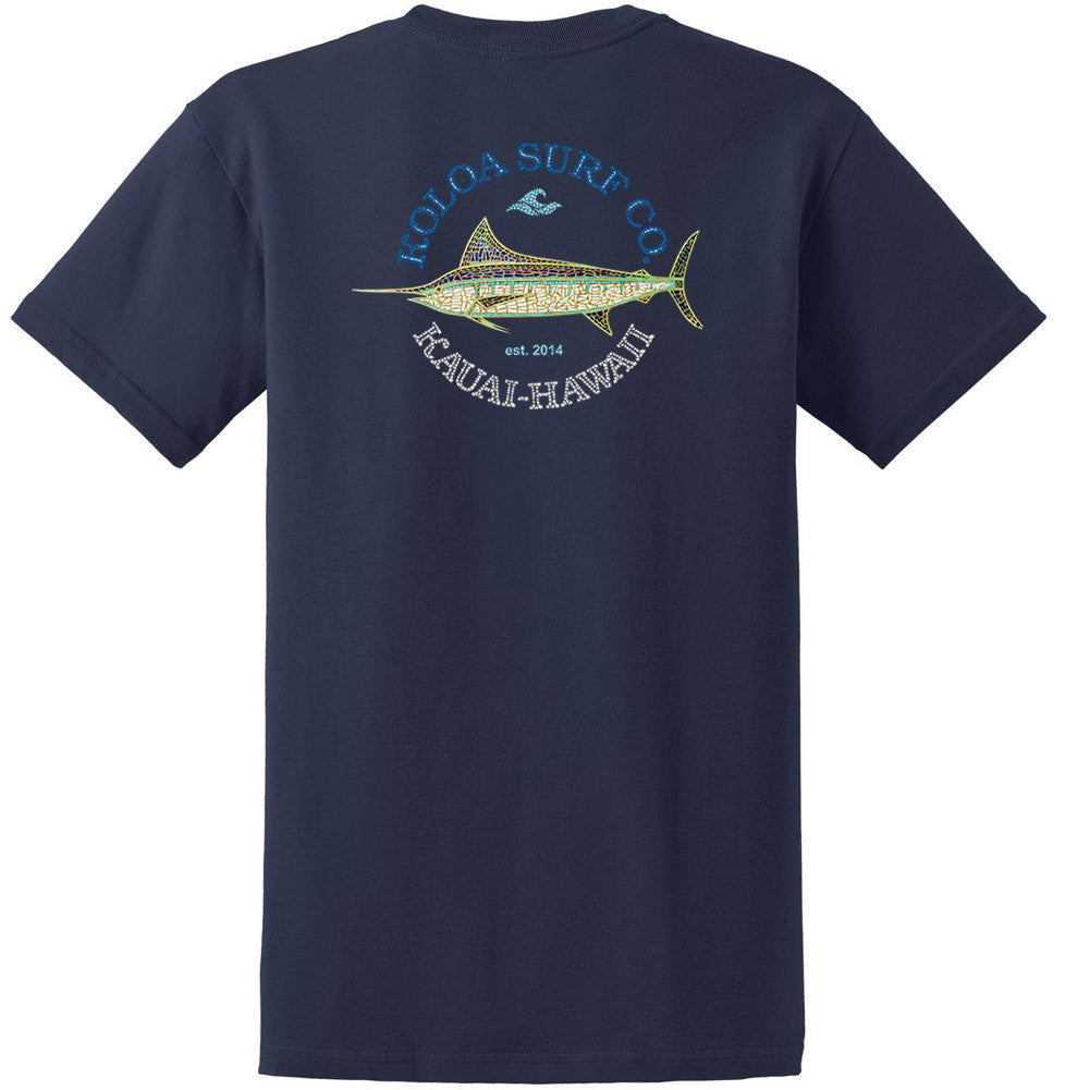 Koloa Mosaic Fish Heavyweight T-Shirt- Navy