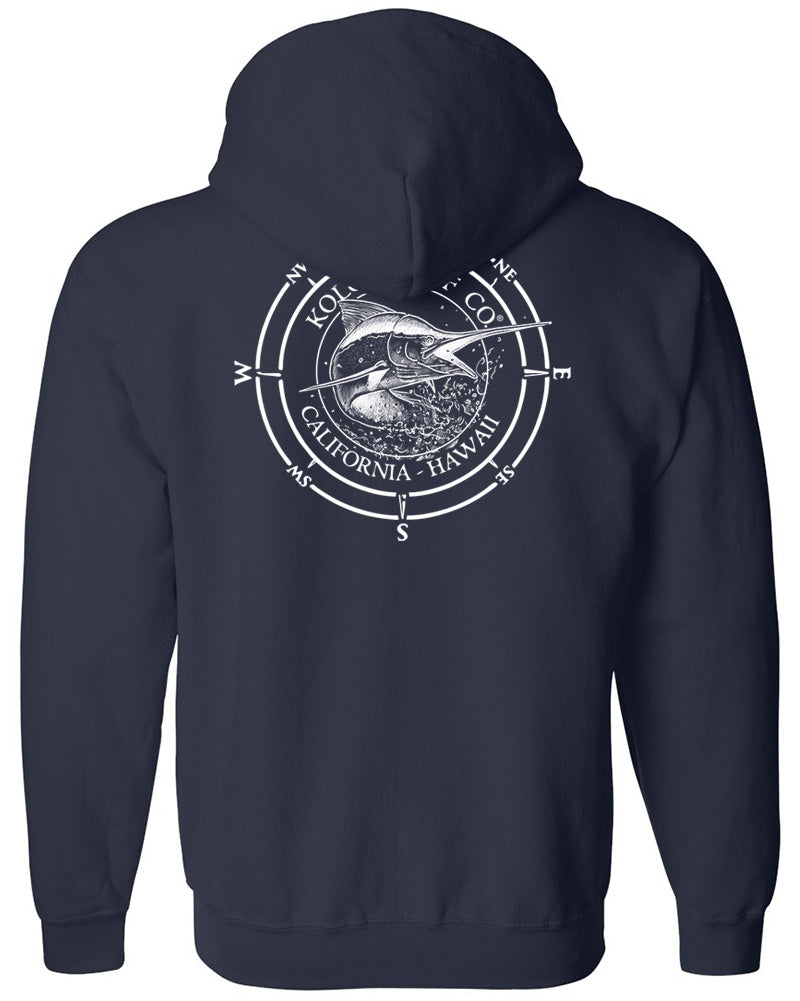 Koloa Black Marlin Tall Zip Hoodie