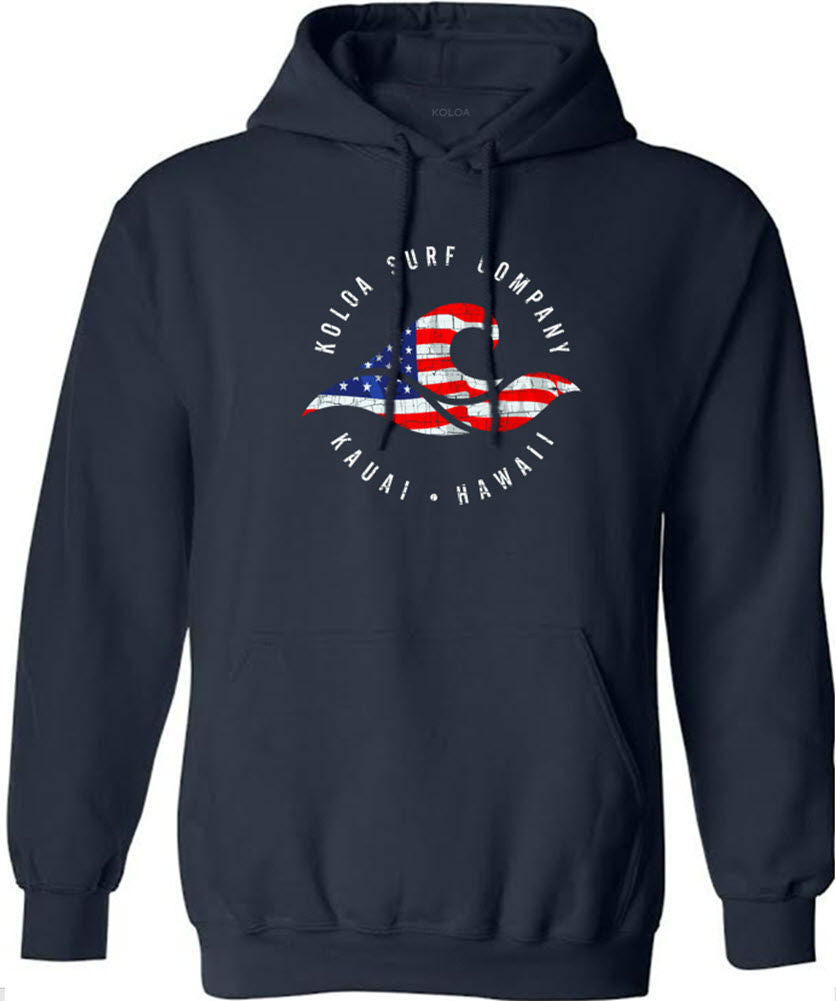 Koloa Vintage USA Flag Wave Hoodie