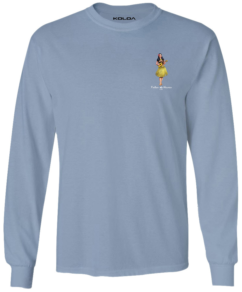 Koloa Hula Barrel Long Sleeve T-Shirt- Stonewashed Blue