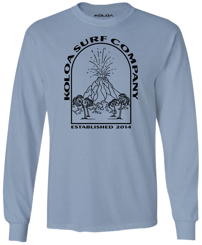 Koloa Volcano Long Sleeve T-Shirt- Stonewashed Blue