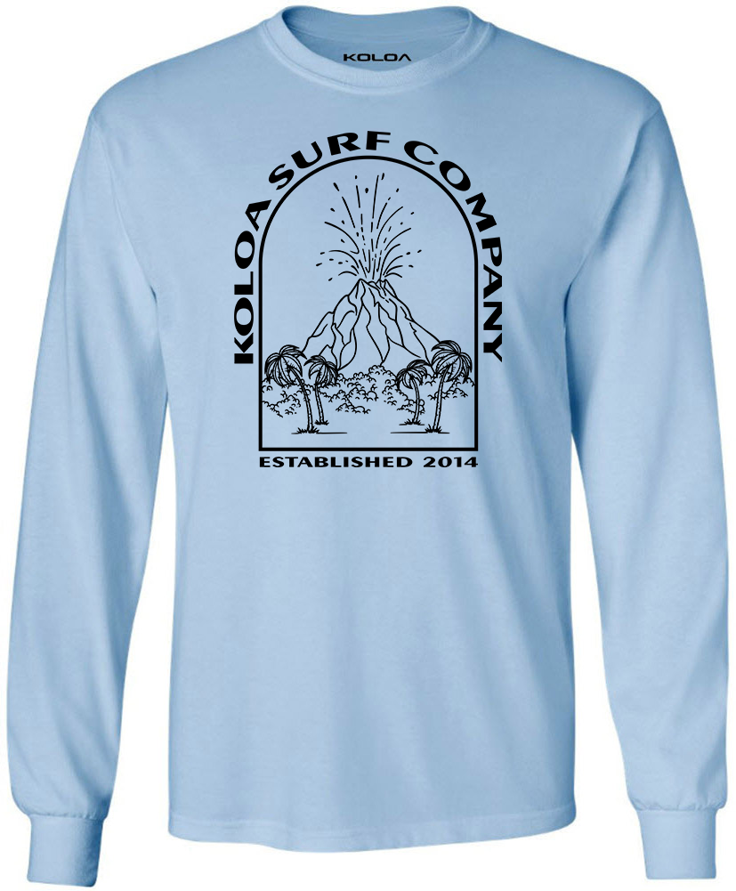 Koloa Volcano Long Sleeve T-Shirt- Light Blue