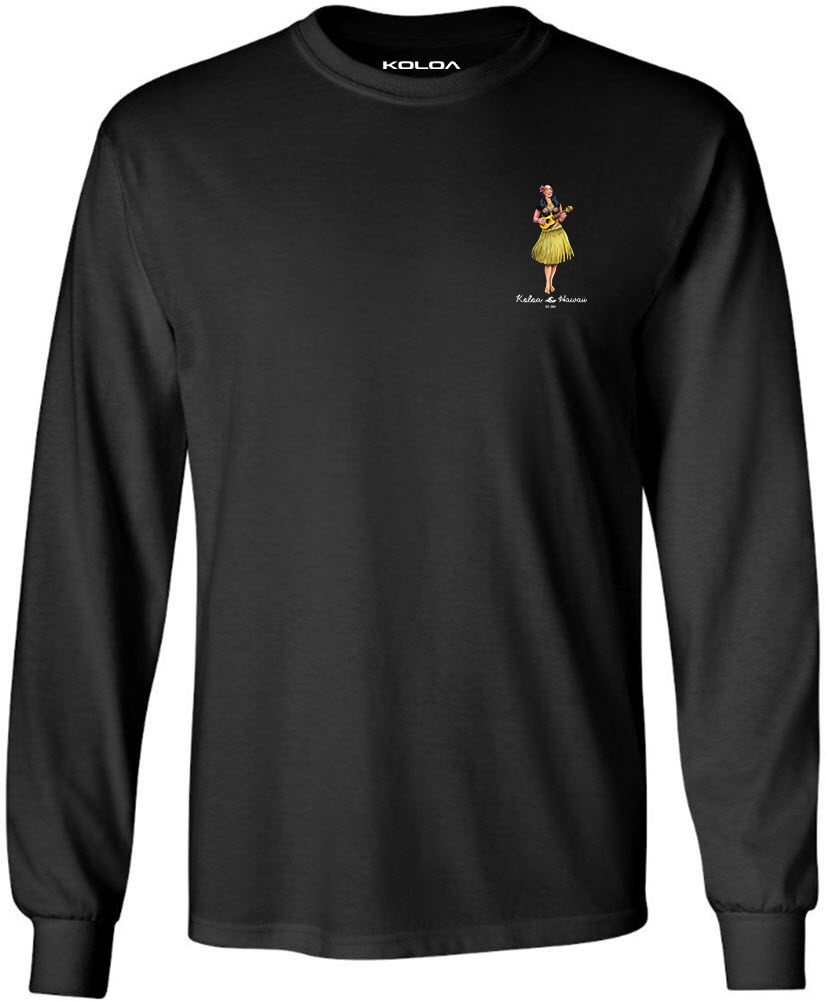 Koloa Hula Barrel Long Sleeve T-Shirt- Black