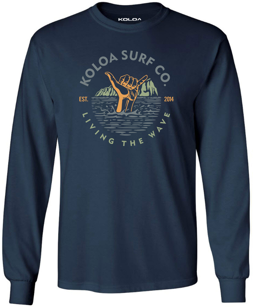 Koloa Shaka Long Sleeve T-Shirt- Navy