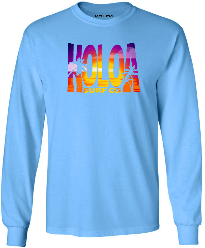 Koloa Jamaican Sunset Youth Long Sleeve T-Shirt - Aquatic Blue