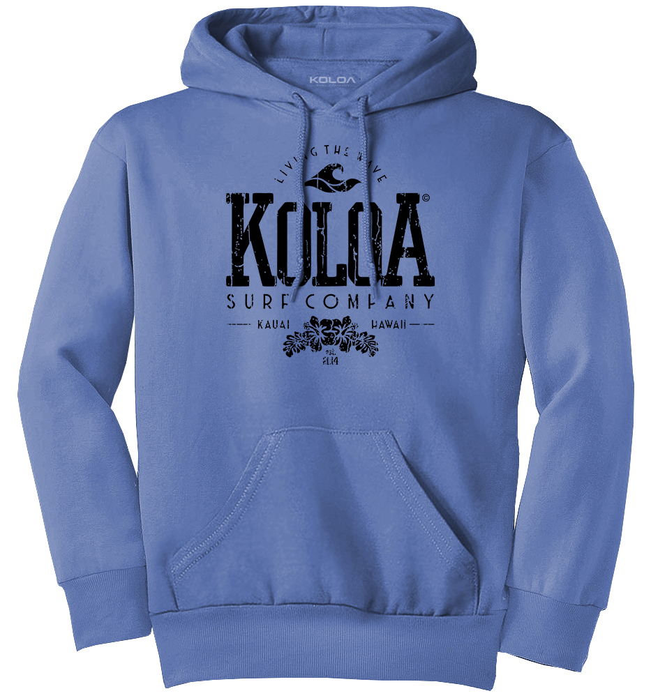 Koloa Hawaiian Flowers Youth Hoodie - Carolina Blue