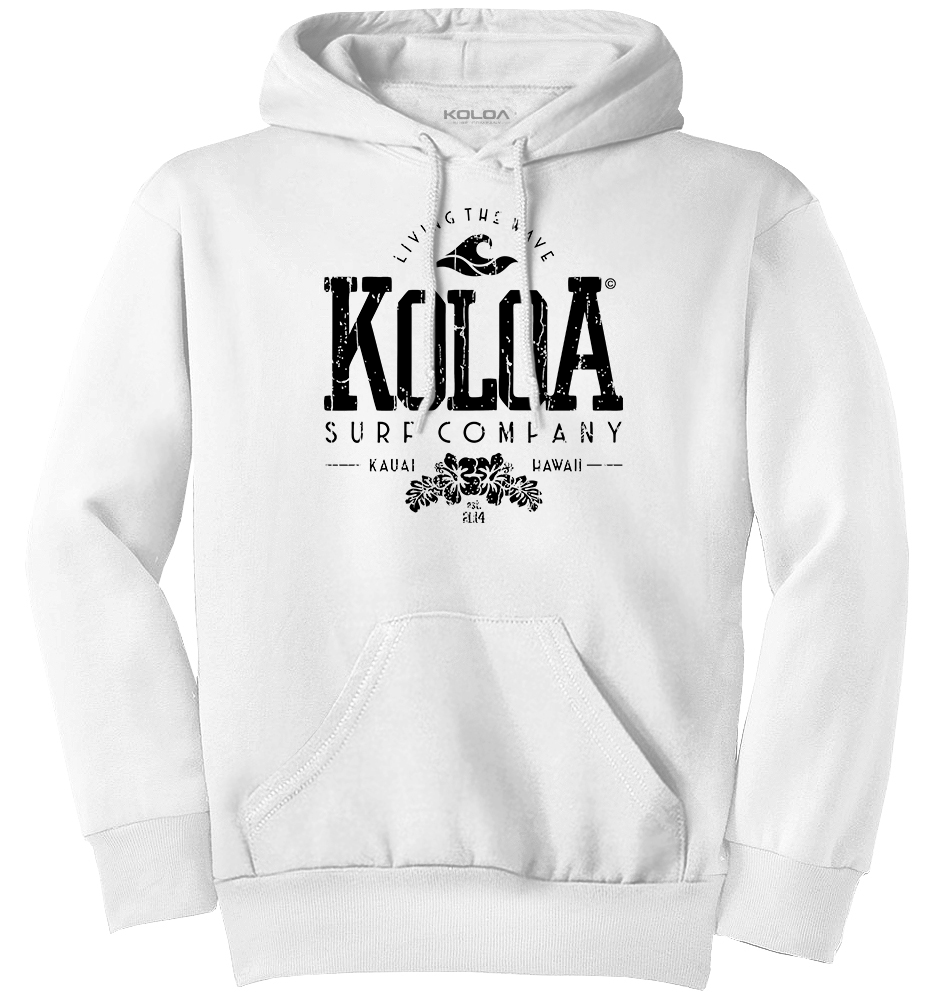 Koloa Hawaiian Flowers Youth Hoodie - White