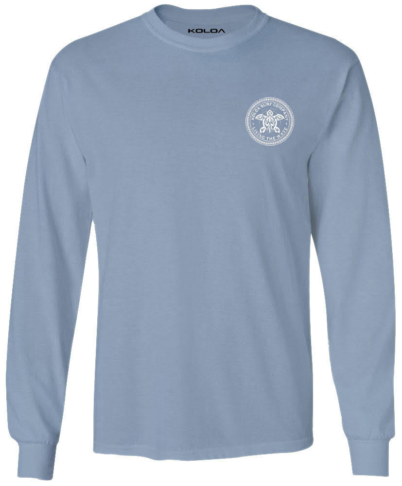 Koloa Tribal Turtle Long Sleeve T-Shirt - Stonewashed Blue