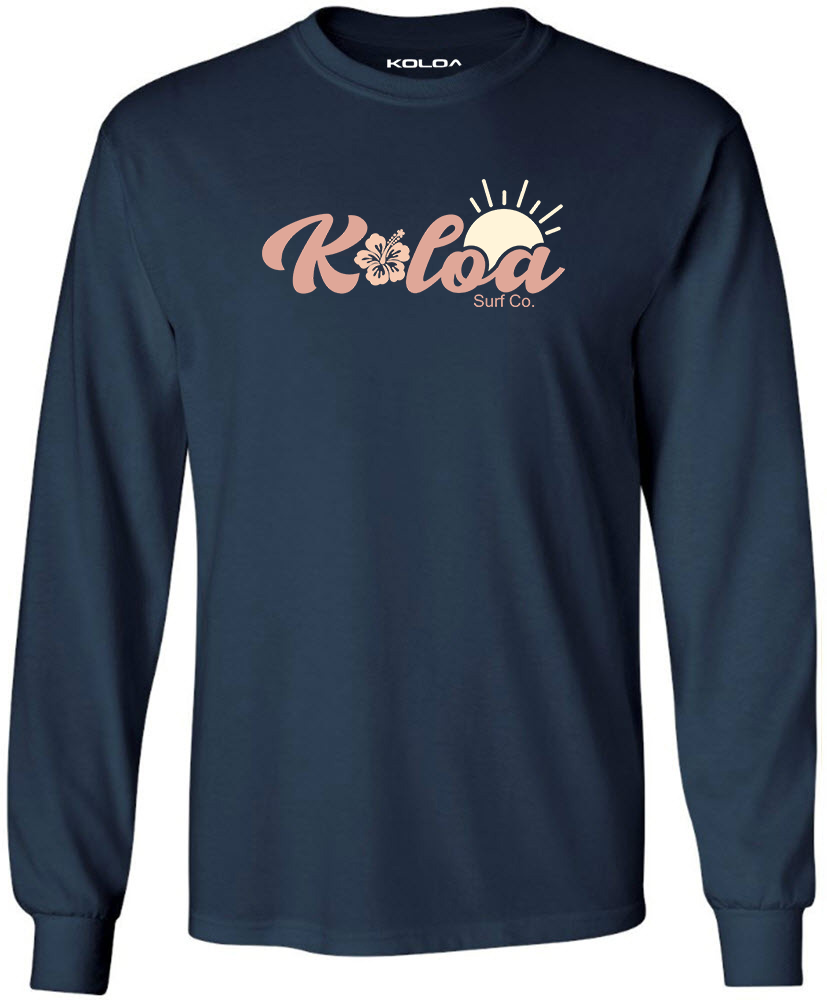 Koloa Hibiscus Youth Long Sleeve T-Shirt - Navy