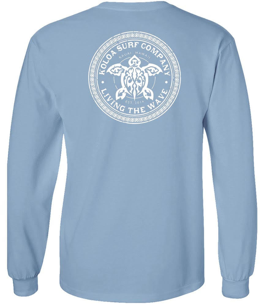 Koloa Tribal Turtle Long Sleeve T-Shirt - Stonewashed Blue