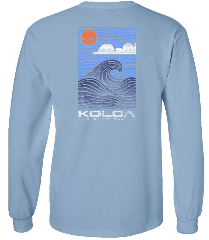 Koloa Big Wave Long Sleeve T-Shirt - Stonewashed Blue