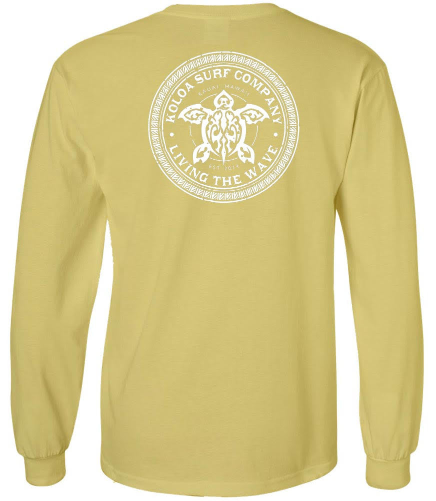 Koloa Tribal Turtle Long Sleeve T-Shirt - Yellow