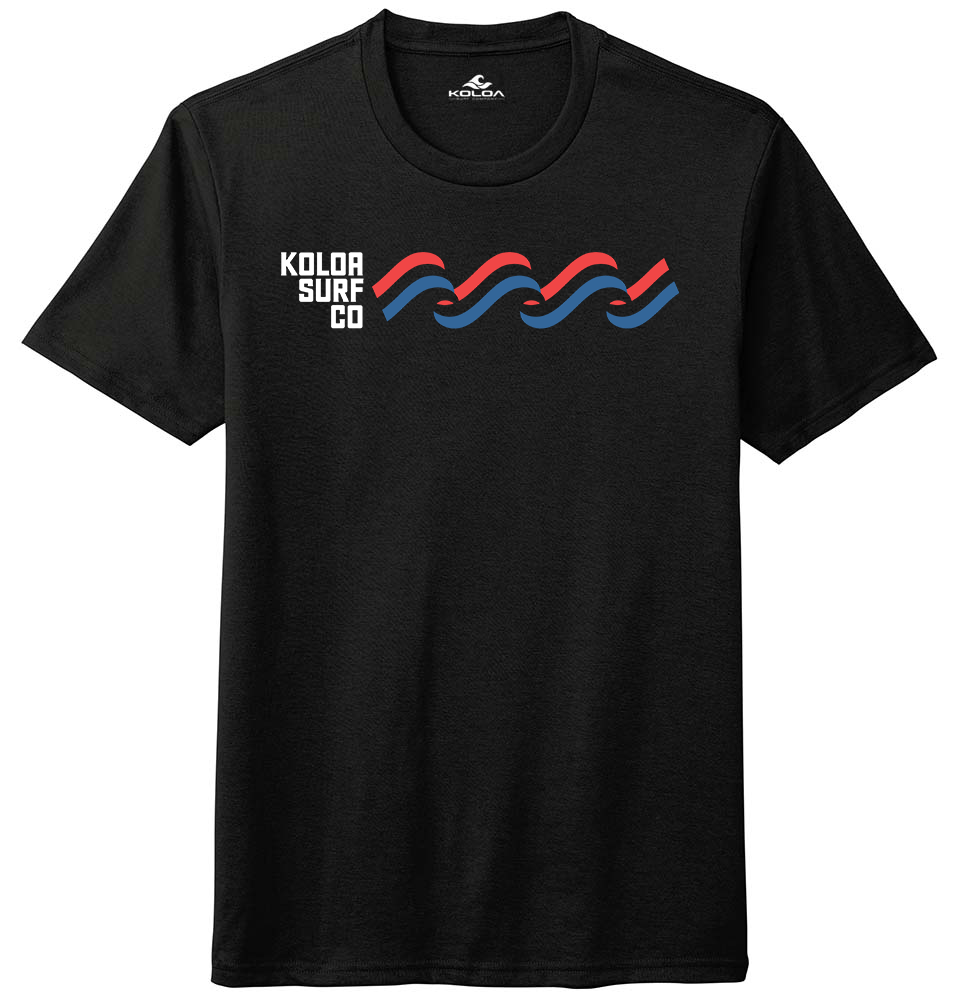 Koloa Patriotic Wave Comfort Tri-Blend T-Shirt - Black