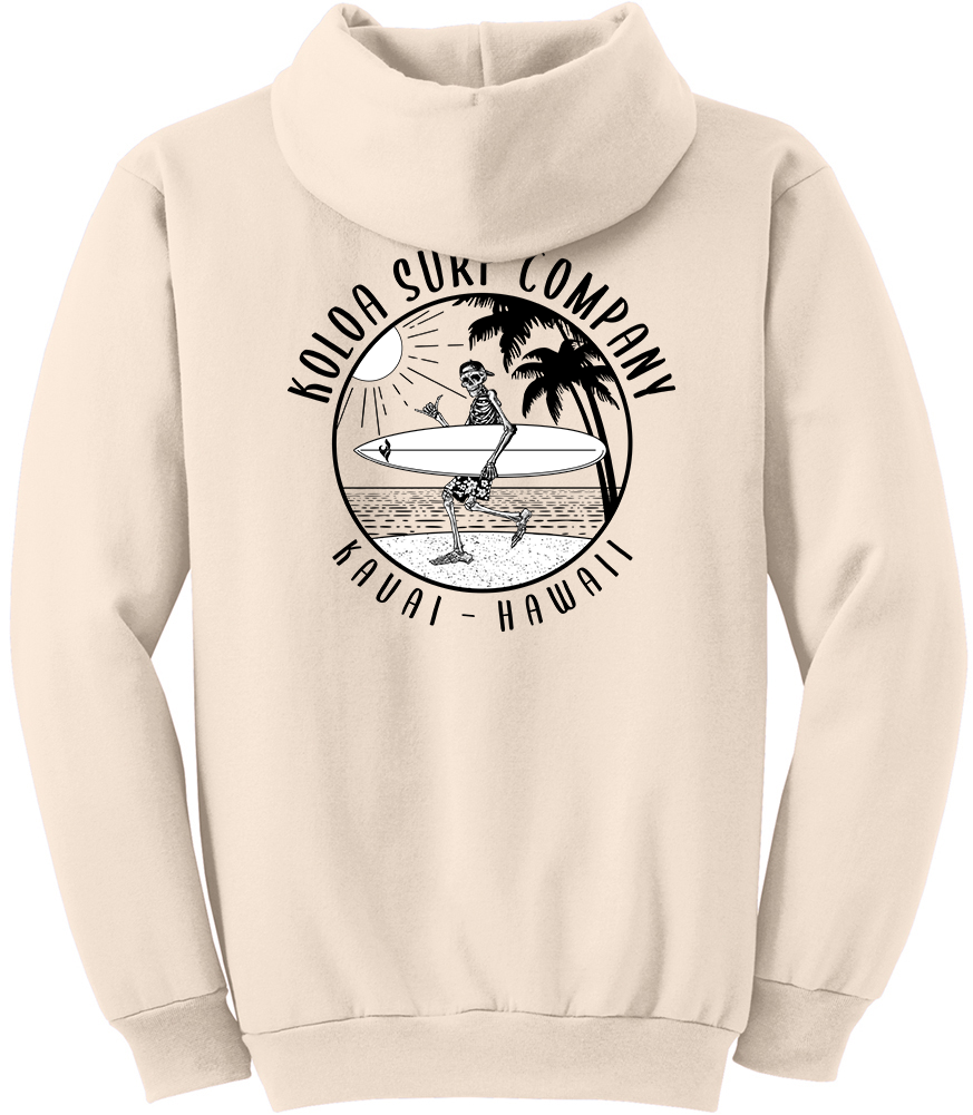 Koloa Skeleton Gone Surfin Hoodie - Natural