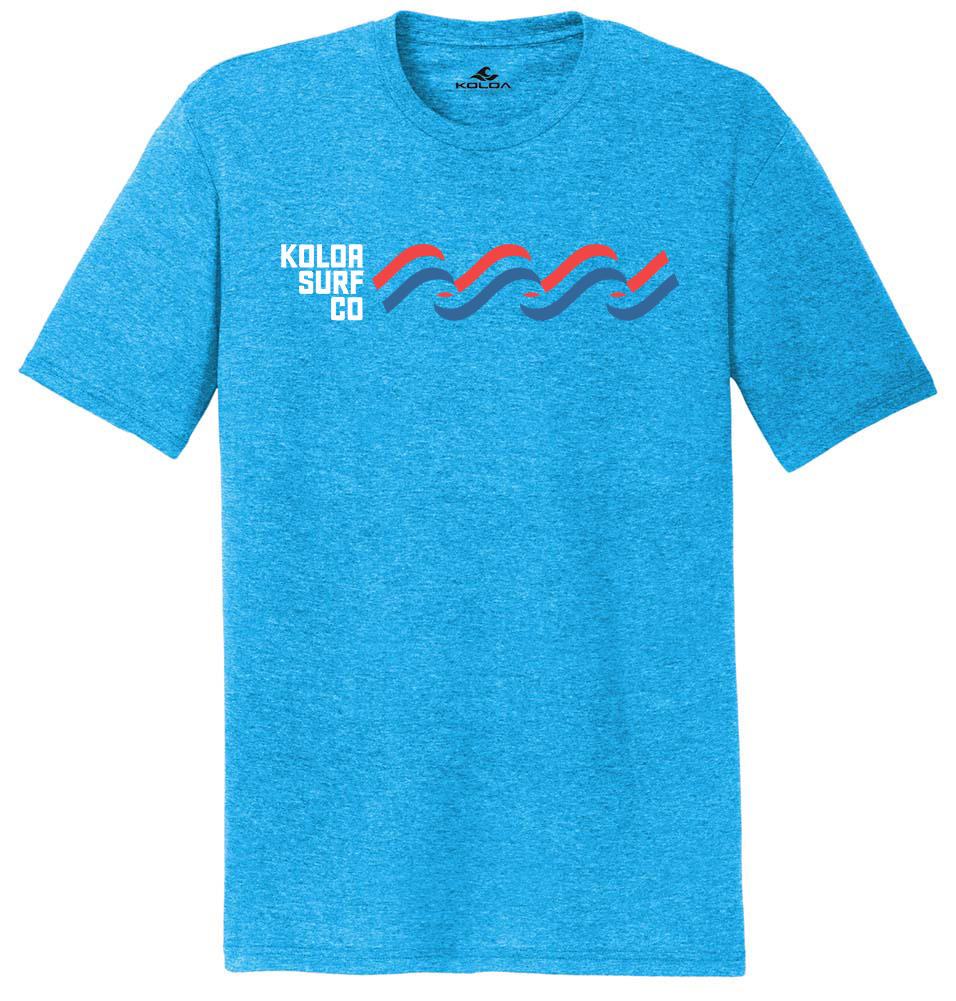 Koloa Patriotic Wave Comfort Tri-Blend T-Shirt - Turquoise