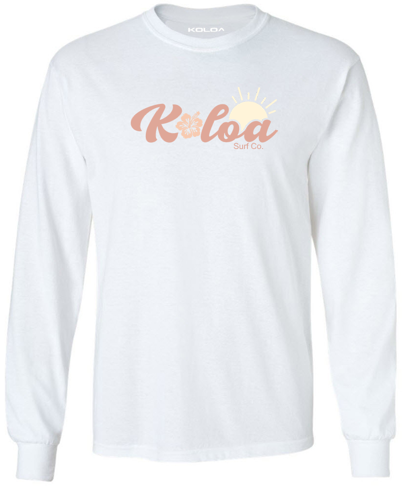 Koloa Hibiscus Youth Long Sleeve T-Shirt - White