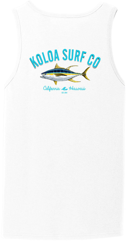 White Koloa Yellowfin Tuna Tank Top BACK