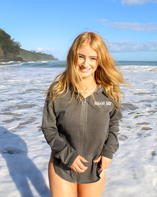 Koloa Boho Palm Zip-Up Hoodie - Shadow